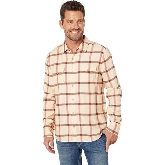 Men's PAIGE Everett Rusted CopperCheck Cotton Flannel Button Down Shirt, Size L - Picture 1 of 14